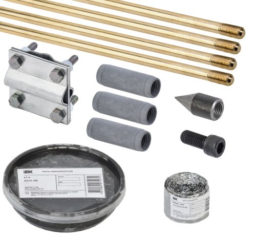 Комплект заземления вертикальный муфтовый IEK KARAT 16х6000мм латунь фото Комплект заземления вертикальный муфтовый IEK KARAT 16х6000мм латунь картинка